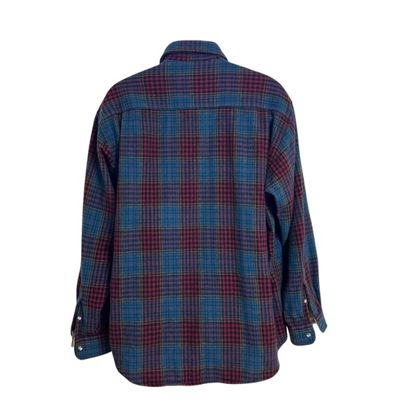 Eddie Bauer Men's XL Wool Vtg 90's Plaid Shirt Red Green Multi Outdoor - Picture 2 of 16